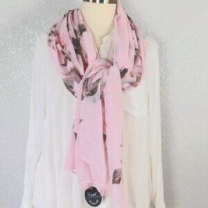 Eyefull  Rectangle Scarf 72" x 27" Light Pink Florals & Butterflies